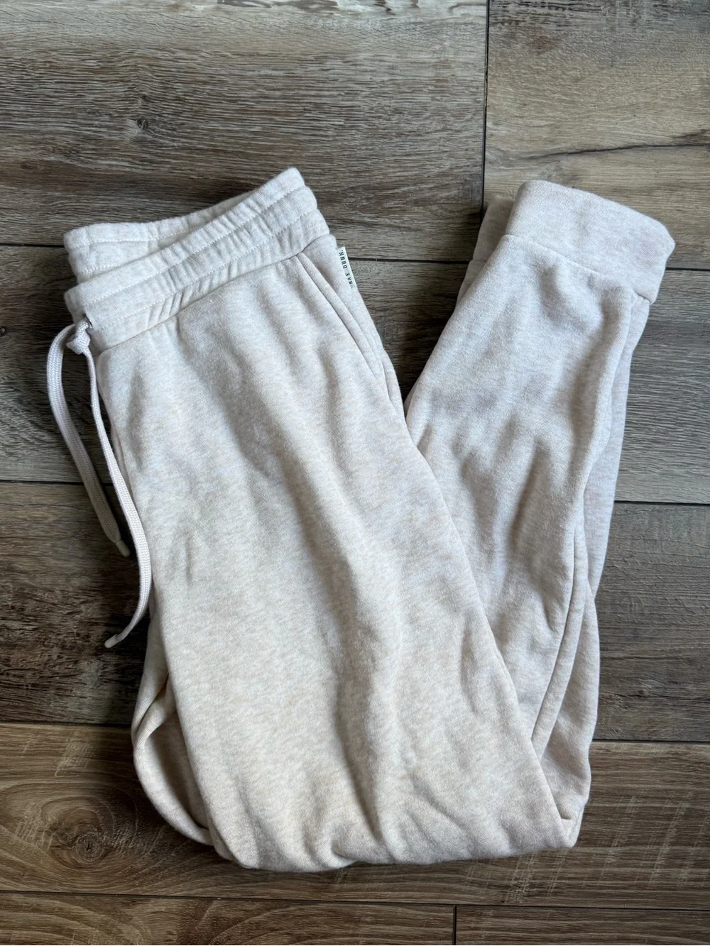 Rae Dunn Womens Light Beige Drawstring Jogger Sweatpants - Picture 1 of 5